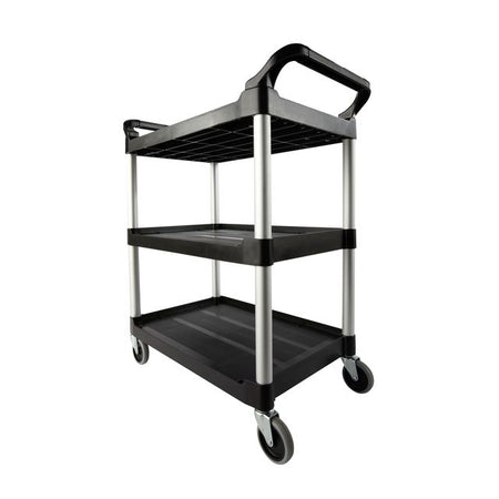 Rubbermaid-Handelsprodukte – Servierwagen mit 10-cm-Schwenkrädern, schwarz