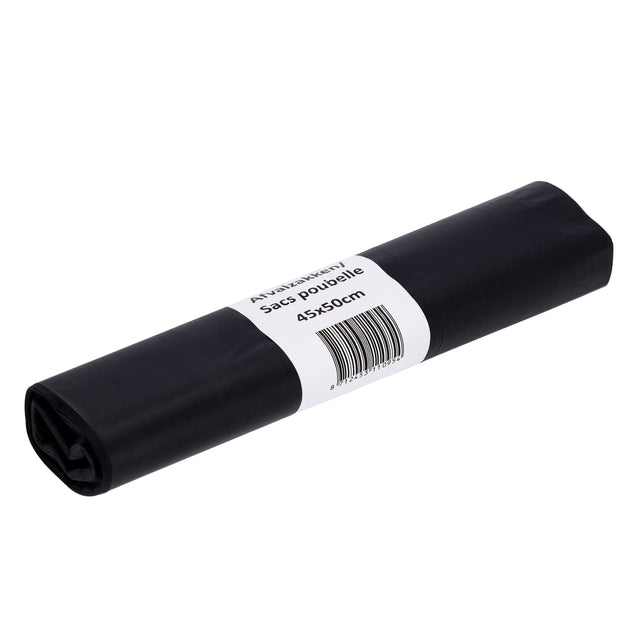 Cleaninq - Abfallbeutel 45x50cm LDPE recycelt T25 15L schwarz Rolle mit 20 Stück
