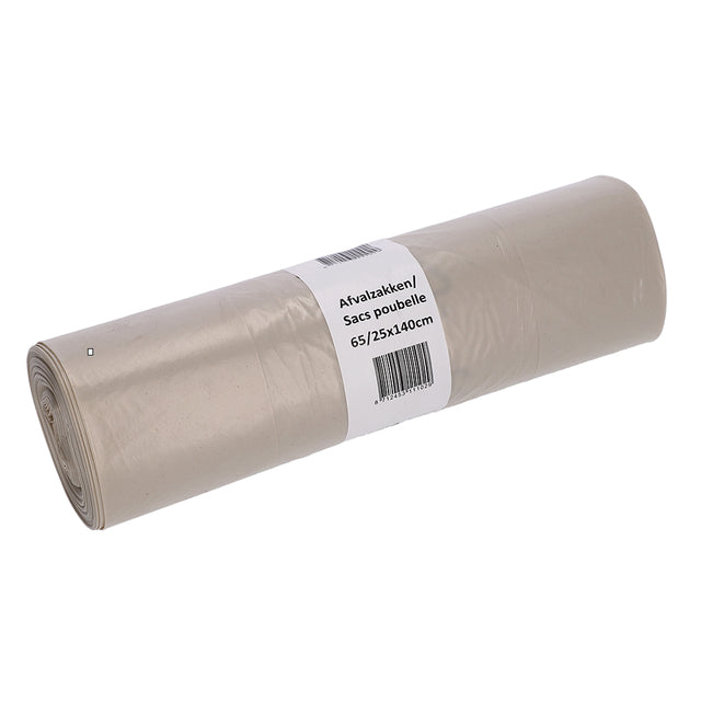 Cleaninq - Abfallbeutel 65/25x140cm LDPE recycelt T70 240L transparente Rolle mit 10 Stück