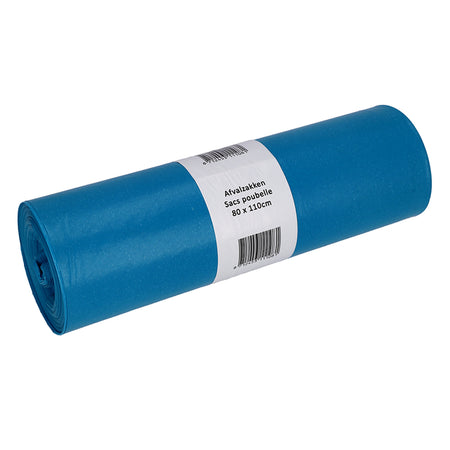 Cleaninq - Abfallbeutel 80x110cm LDPE recycelt T60 140L blau Rolle mit 20 Stück
