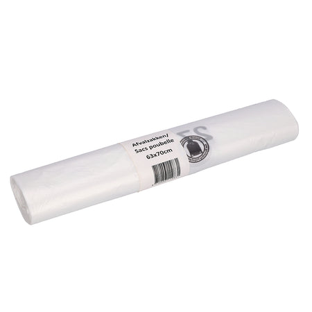 Cleaninq - Abfallbeutel 63x70cm HDPE recycelt T15 50L transparente Rolle mit 25 Stück