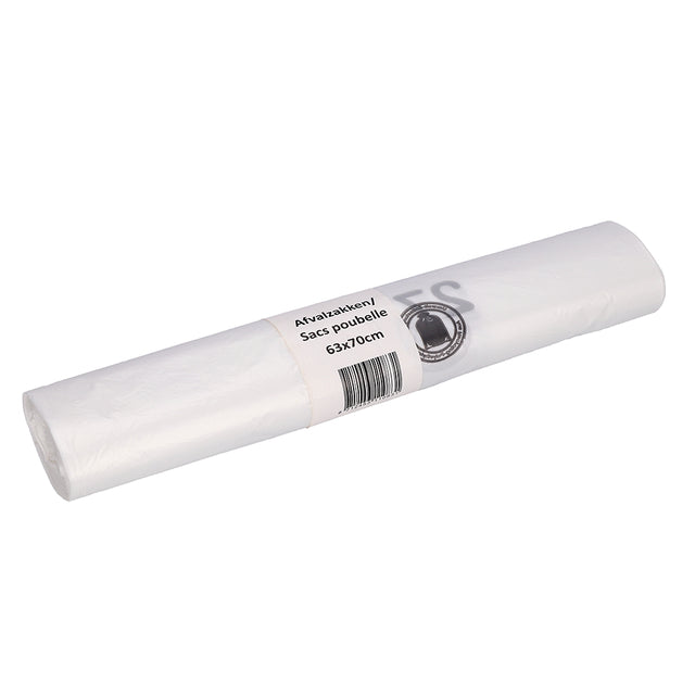 Cleaninq - Abfallbeutel 63x70cm HDPE recycelt T15 50L transparente Rolle mit 25 Stück
