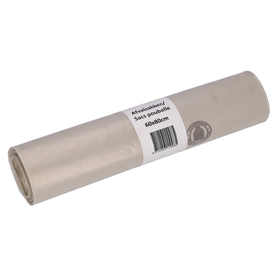 Cleaninq - Abfallbeutel 60x80cm LDPE recycelt T50 60L transparente Rolle mit 20 Stück