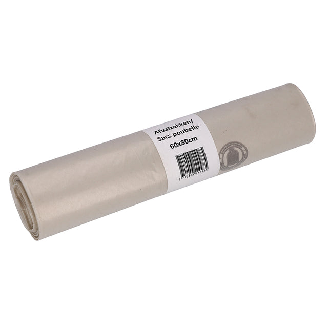 Cleaninq - Abfallbeutel 60x80cm LDPE recycelt T50 60L transparente Rolle mit 20 Stück