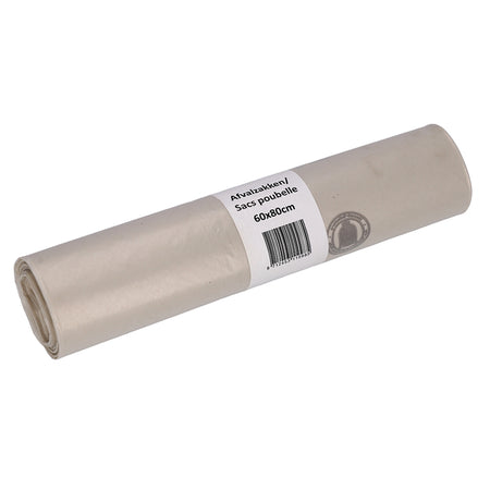 Cleaninq - Abfallbeutel 60x80cm LDPE recycelt T50 60L transparente Rolle mit 20 Stück