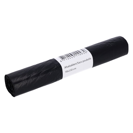 Cleaninq – Abfallbeutel 70 x 110 cm, HDPE T25, 120 l, schwarz, Rolle mit 20 Stück