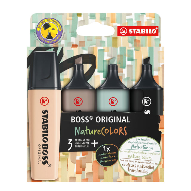 STABILO - Textmarker Boss 70/4 Naturfarben, Karton mit 4 Stück