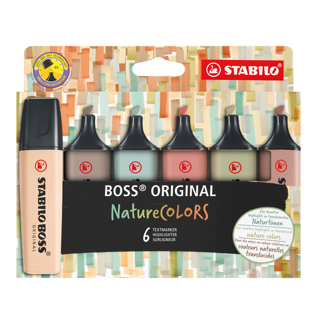 Stabilo - Textmarker Boss 70/6 Naturfarben, Karton mit 6 Stück