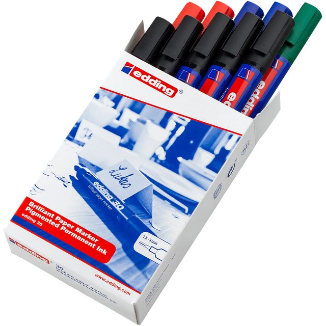 Edding - Filzstift 30 brillant rund 1,5-3mm sortierte Box mit 10 Stück