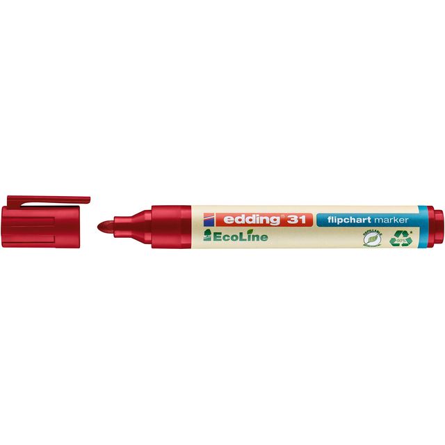 Edding - Filzstift 31 EcoLine für Flipchart rund 1,5-3mm rot | 10 Stück