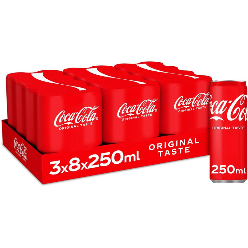 Coca Cola Company – Coca-Cola-Erfrischungsgetränk, elegante 25-cl-Dose, 24er-Packung
