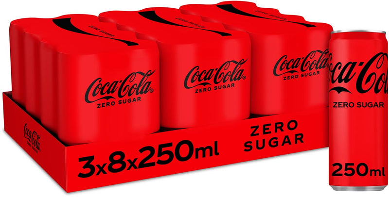 Coca Cola Company – Coca-Cola Zero Erfrischungsgetränk, elegante 25-cl-Dose, 24er-Packung