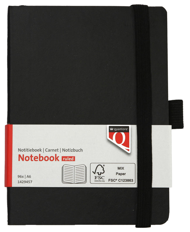 Quantore - Notizbuch A6 Flex Line 192 Seiten 80gr schwarz | 3 Stück