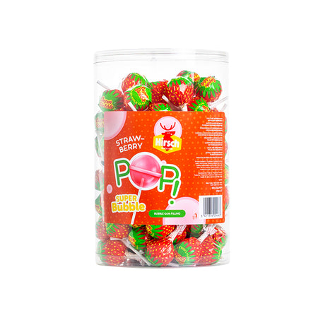 Hirsch - Lolly Super Bubble Erdbeere 100x17 Gramm