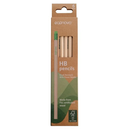 Econovo - Bleistift HB mit Gummiverschluss, Blisterpackung mit 6 Stück