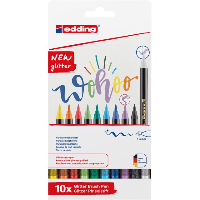 Edding - Brushpen 1340 Glitzer, sortiert, 10er-Set