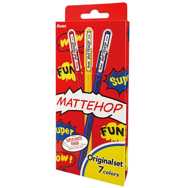 Pentel - Gel Writer K110 Mattehop Fun Original M ass Blister mit 7 Stück