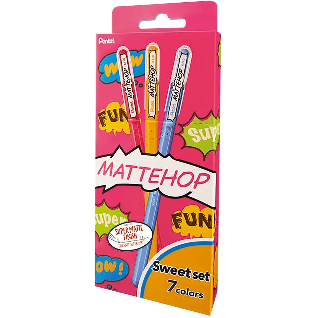 Pentel - Gel Writer K110 Mattehop Fun Sweet M sortierter Blister mit 7 Stück