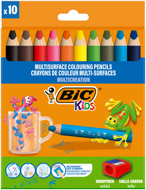 Bic Kids - Buntstifte Kids Multi Surface + Bleistiftspitzer sortiert 10 Stück