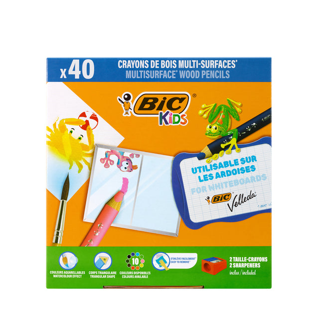 Bickids - Buntstifte Kinder Multi Surface + 2 Bleistiftspitzer ass 10kl 40St