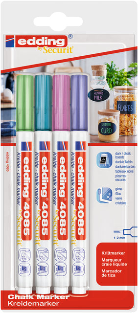 Edding – Kreidemarker 4085, rund, 1–2 mm, sortiert, Blister mit 4 Stück
