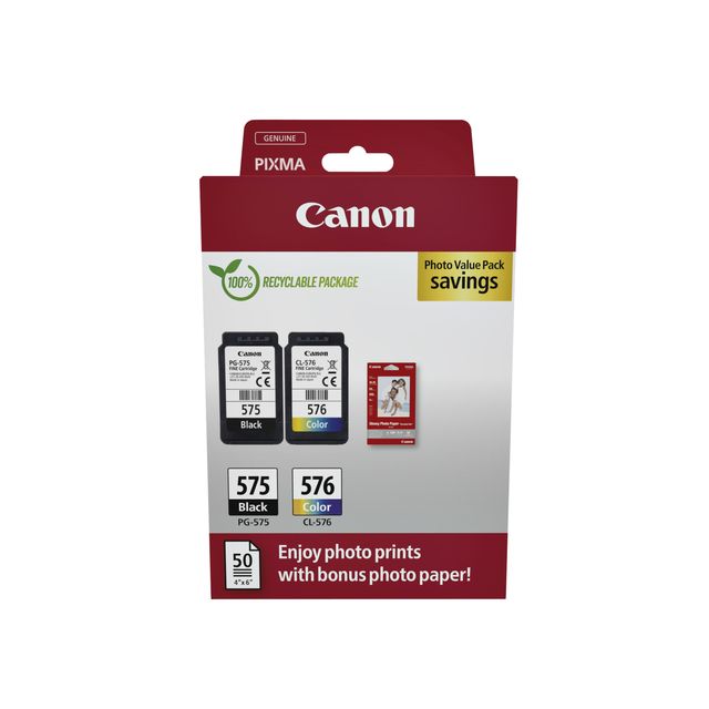 Canon - Tintenpatrone PG-575 CL-576 schwarz + kl + Papier