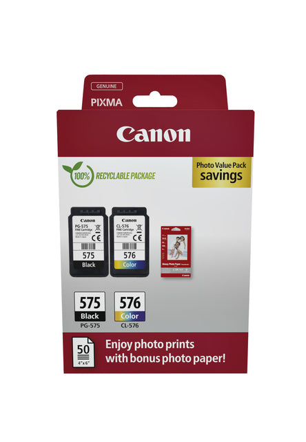 Canon - Tintenpatrone PG-575 CL-576 schwarz + kl + Papier
