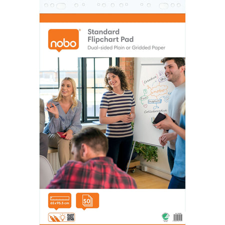 Nobo – Flipchart-Papier Standard 65 x 95 cm, doppelseitig, blanko, 50 Blatt