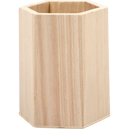Creativ Company – Sechseckiger Stiftekasten 10,5 x 8 cm aus Sperrholz