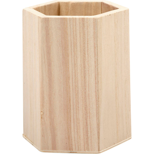 Creativ Company – Sechseckiger Stiftekasten 10,5 x 8 cm aus Sperrholz