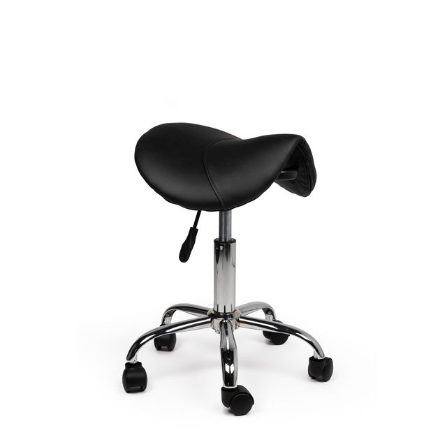 Office - Sattelhocker niedrig, harte Räder, schwarz
