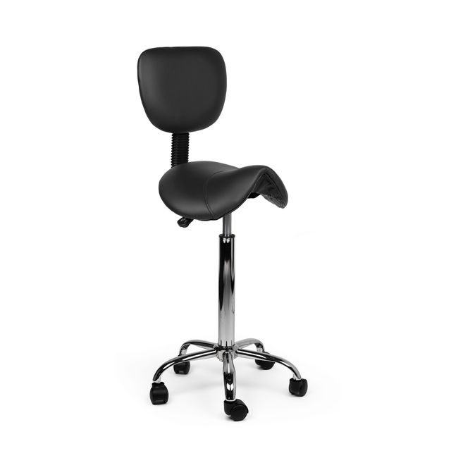 Büro - Sattelhocker, hohe Rückenlehne, harte Räder, schwarz