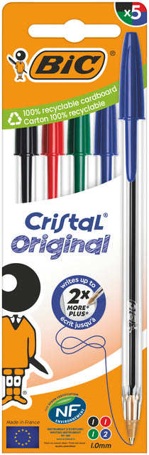 Bic - Kugelschreiber Cristal M 5 Stück sortiert | 10 Stück