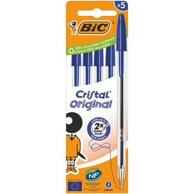 Bic - Kugelschreiber Cristal mittelblau, Blisterpackung mit 5 Stück