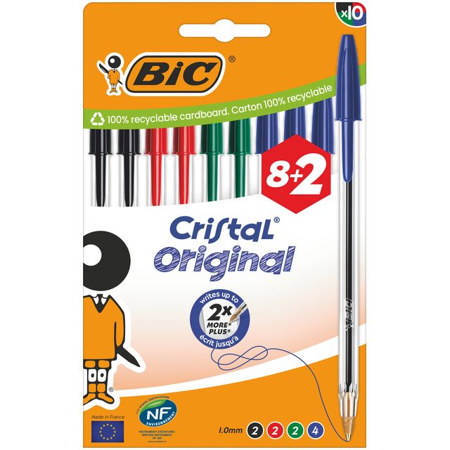 BIC -  Balpen  cristal m 10st assorti | 10 stuks