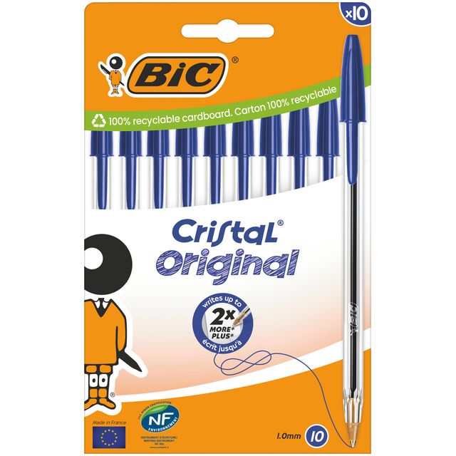 Bic - Kugelschreiber Cristal mittelblau, Blisterpackung mit 10 Stück