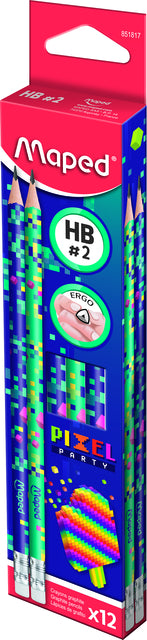Zugeordnet - Bleistiftpixelparty mit Kaugummi -Set a 12 Stücke