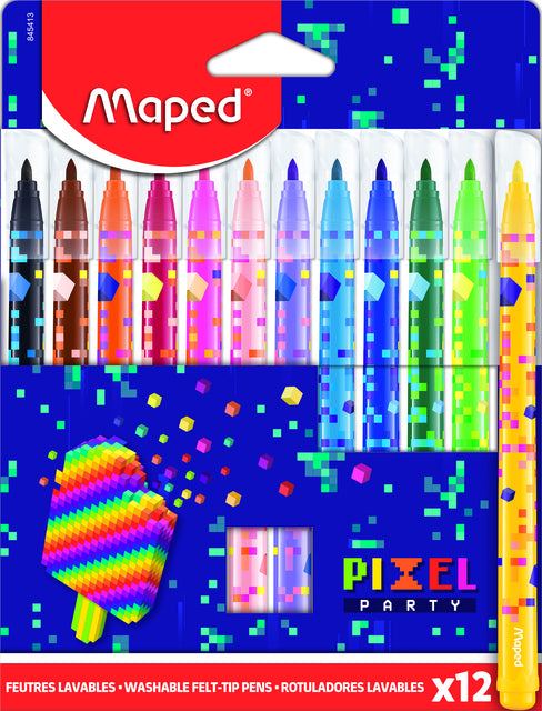 Viltstift maped pixel party set a 12 kleuren