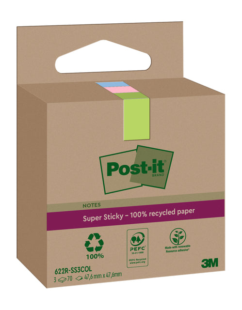 Post -it - MemoBlok 3M 622 RSS3Col 47,6x47,6mm Ass.kl | 12 Stücke