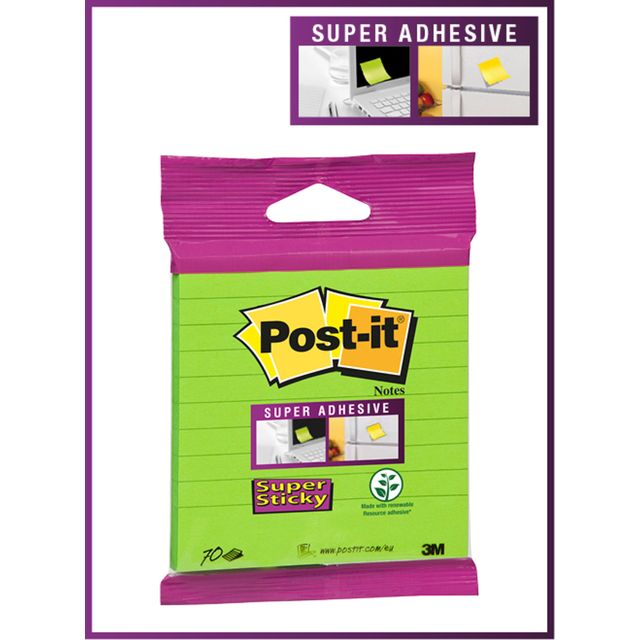 Post-it - Notizblock 3m 101x101 Edelstahl grün mit Linie