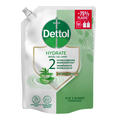 DETTOL - Handseife feuchtigkeitsspendend, antibakteriell, Aloe Vera, 500 ml Nachfüllung