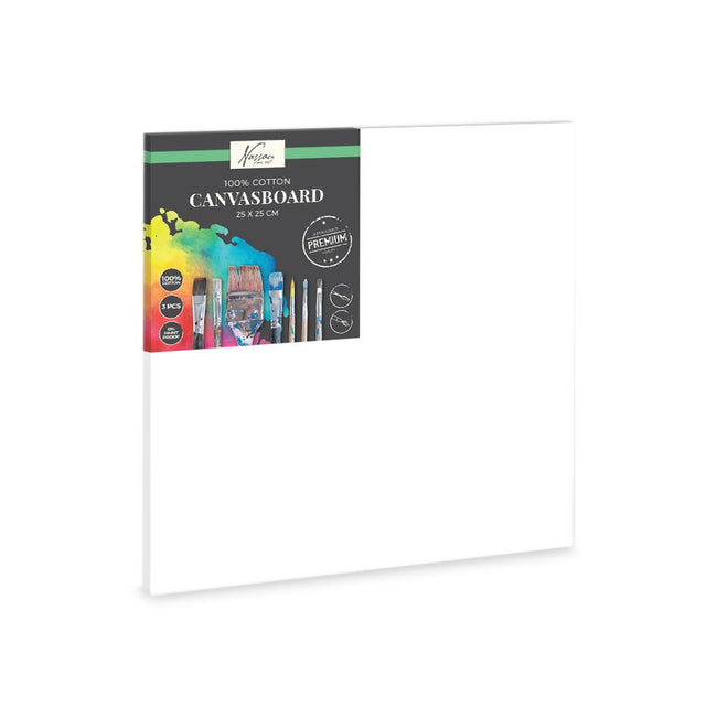 Nassau Fine Art – Leinwand 25 x 25 cm, 100pro Baumwolle, 3 Stück | 6 Stück