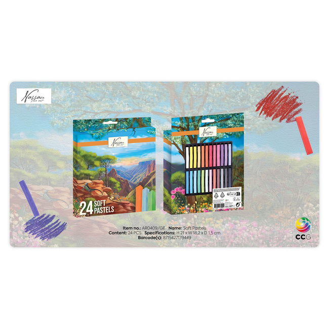 Nassau Fine Art - Zählkreide Soft Blister 24 Stück sortiert