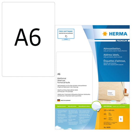 HERMA - Etikett 8689 105x148mm weiß 800 Etiketten