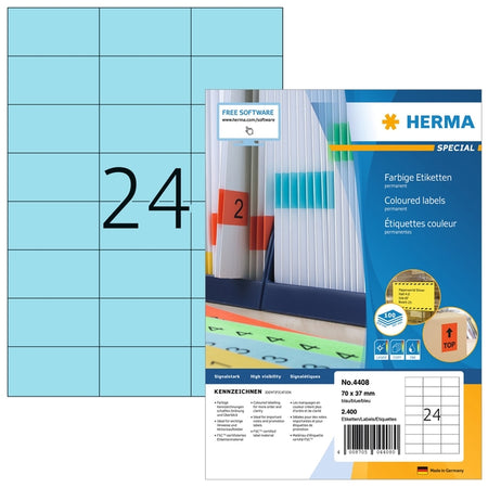 HERMA - Etikett 4408 70x37mm blau 2400 Etiketten