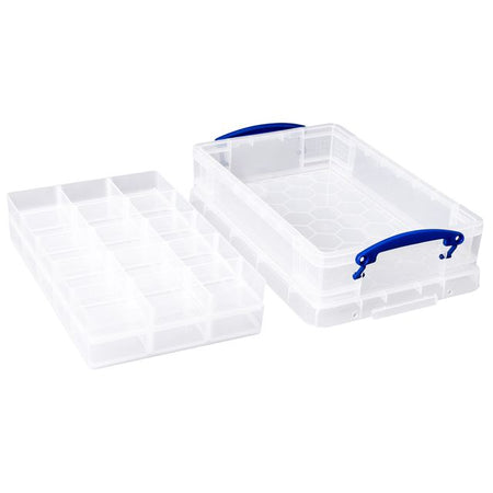 Really Useful Box - Aufbewahrungsbox 4 Liter 30 Fächer 395x255x88mm transparent weiß