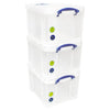 Wirklich nützlich – Aufbewahrungsbox 35 Liter, Packung mit 3 Boxen, 480 x 390 x 310 mm, transparent weiß