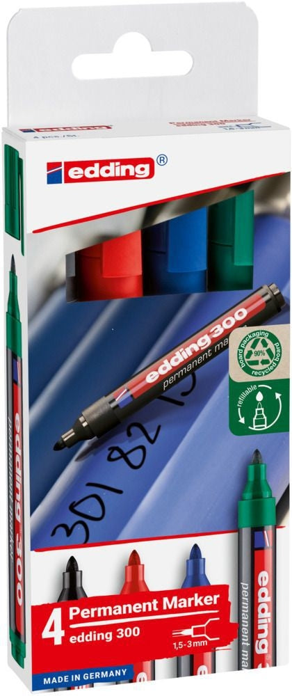 Edding - Filzstift 300 rund 1,5-3mm sortiert 4 Stück