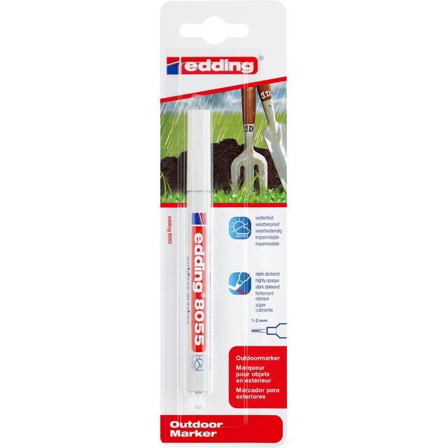 Edding - Filzstift 8055 Outdoor 1-2mm weiß Blister à 1 Stück | 5 Stück