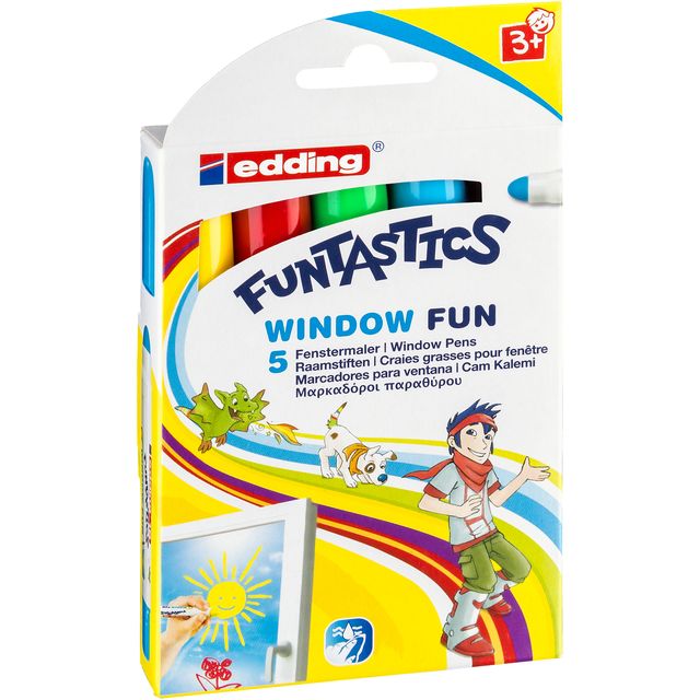 Edding - Kreidemarker 16-5 Funtastics Window Fun sortierte Box mit 5 Stück